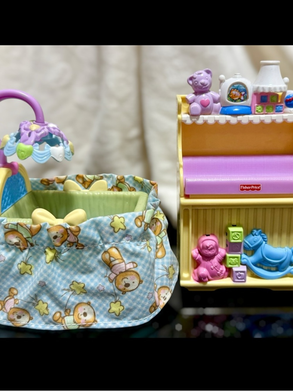Fisher-Price Purple and Yellow Nursery Playset with Fabric Bassinet